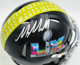 Mike Macdonald Autographed Seattle Seahawks Black Super Bowl LX Logo Speed Mini Helmet Beckett BAS Witness Stock #267797