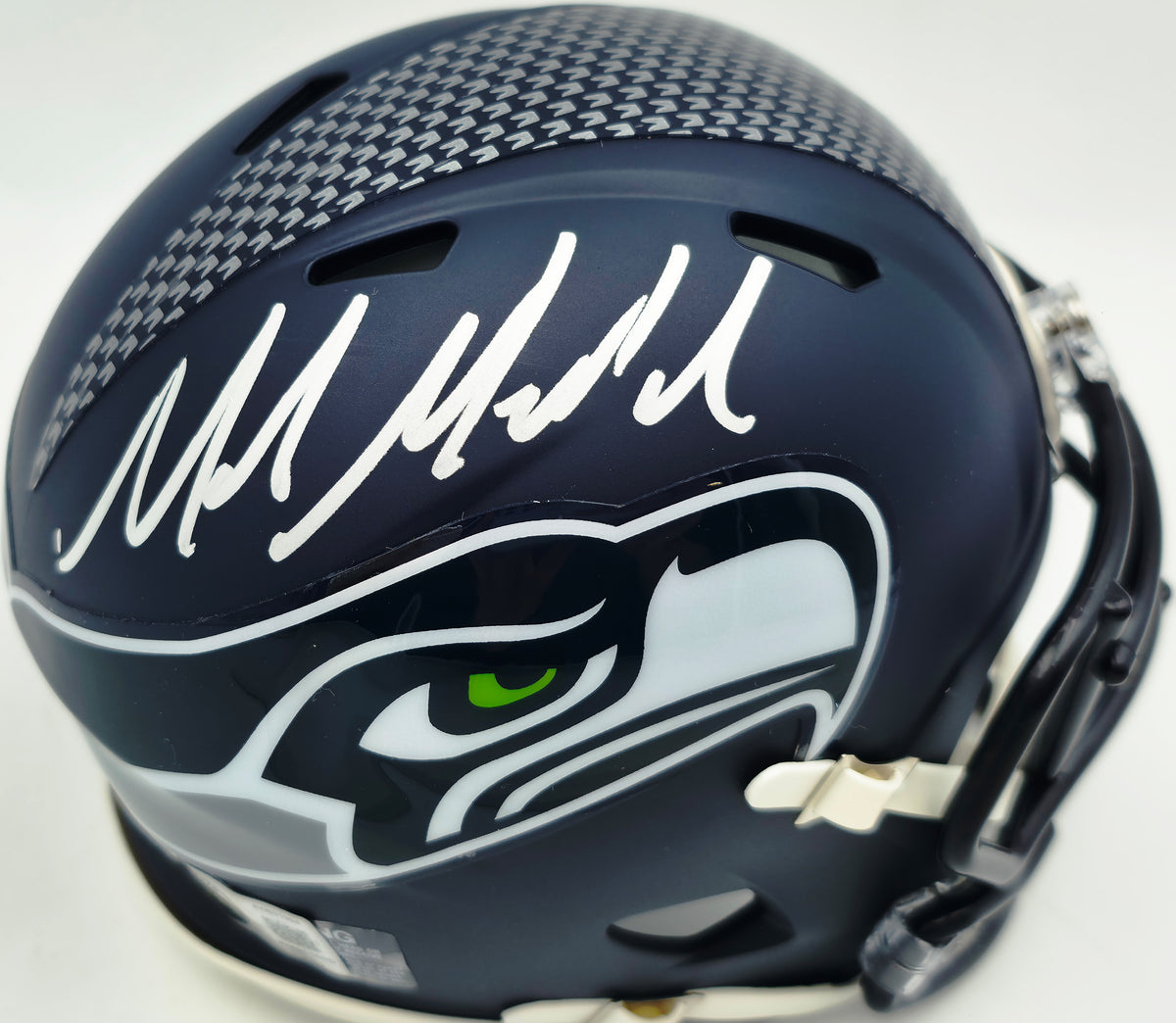 Mike Macdonald Autographed Seattle Seahawks Blue Speed Mini Helmet Beckett BAS Witness Stock #267799