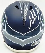 Mike Macdonald Autographed Seattle Seahawks Blue Speed Mini Helmet Beckett BAS Witness Stock #267799