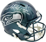 Mike Macdonald Autographed Seattle Seahawks Rivalries Full Size Speed Replica Helmet "We Did Not Care!" Beckett BAS Witness Stock #267790