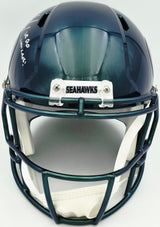 Mike Macdonald Autographed Seattle Seahawks Rivalries Full Size Speed Replica Helmet "We Did Not Care!" Beckett BAS Witness Stock #267790