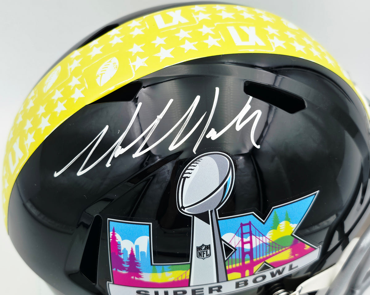 Mike Macdonald Autographed Seattle Seahawks Black Super Bowl LX Logo Full Size Speed Replica Helmet Beckett BAS Witness Stock #267791