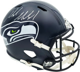 Mike Macdonald Autographed Seattle Seahawks Blue Super Bowl LX Champions Logo Full Size Speed Replica Helmet Beckett BAS Witness Stock #267793