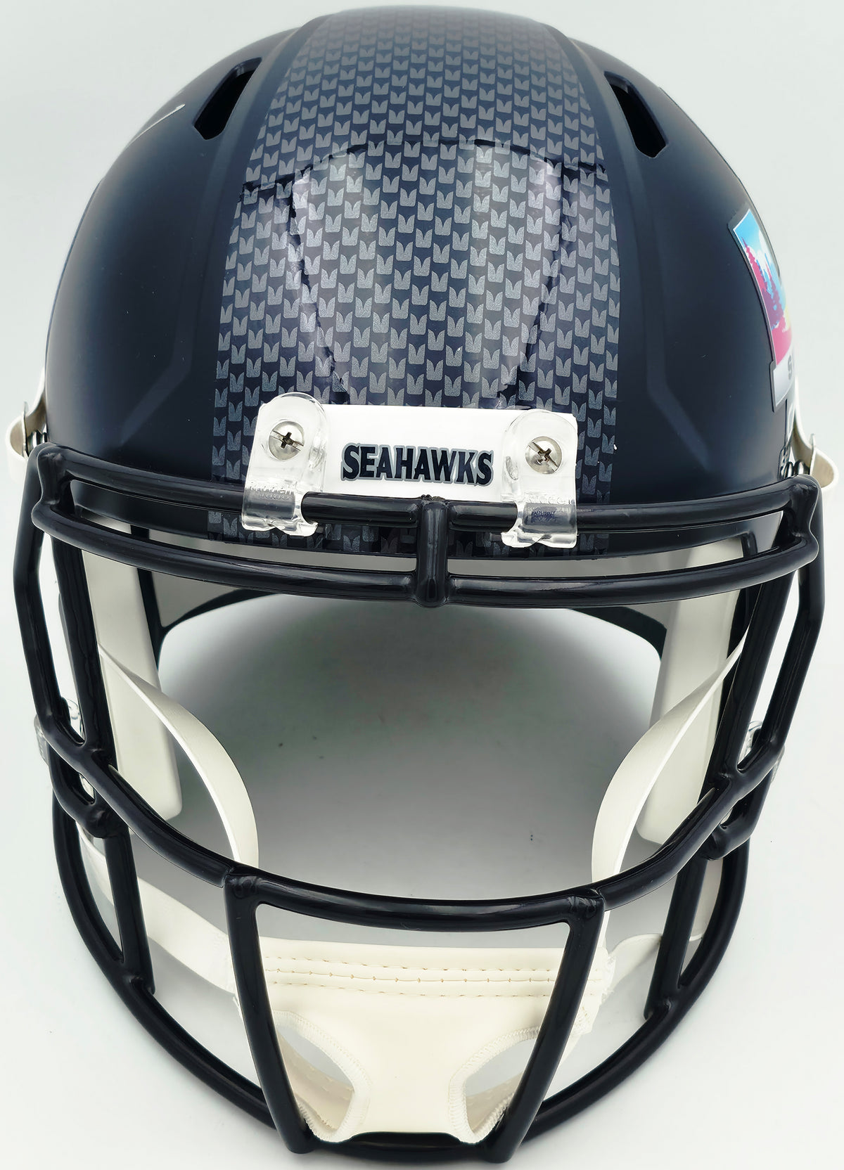 Mike Macdonald Autographed Seattle Seahawks Blue Super Bowl LX Champions Logo Full Size Speed Replica Helmet Beckett BAS Witness Stock #267793