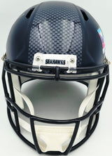Mike Macdonald Autographed Seattle Seahawks Blue Super Bowl LX Champions Logo Full Size Speed Replica Helmet Beckett BAS Witness Stock #267793