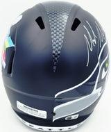 Mike Macdonald Autographed Seattle Seahawks Blue Super Bowl LX Champions Logo Full Size Speed Replica Helmet Beckett BAS Witness Stock #267793