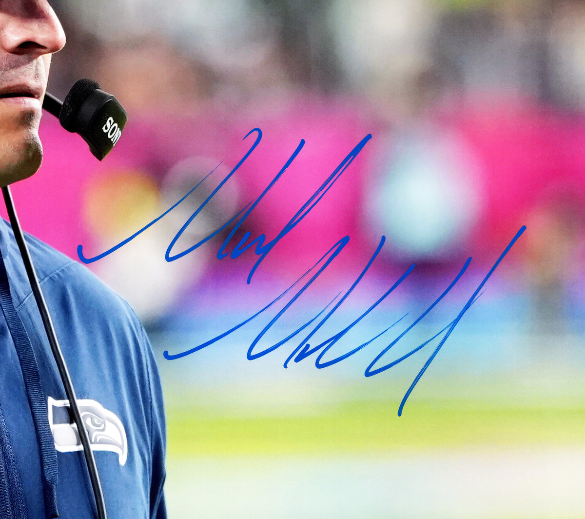 Mike Macdonald Autographed 16x20 Photo Seattle Seahawks Beckett BAS Witness Stock #267801