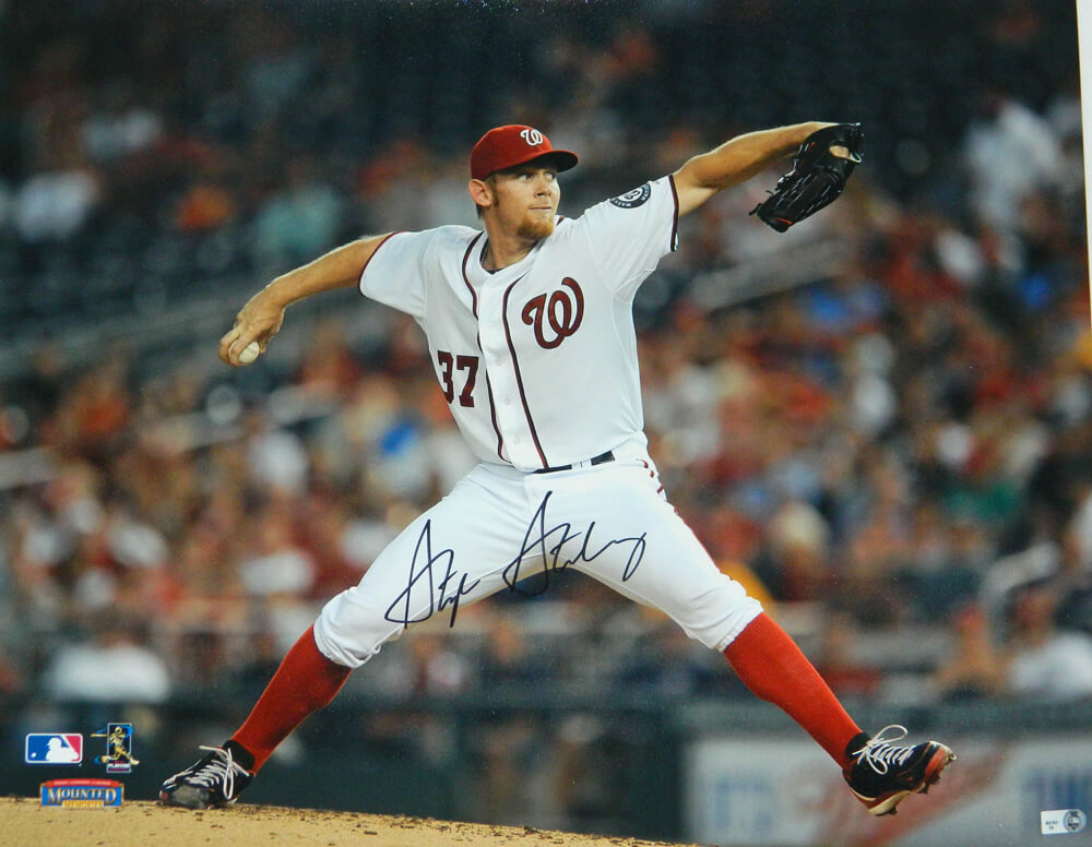 Stephen Strasburg Signed Washington Nationals Pitching Action 16x20 Photo