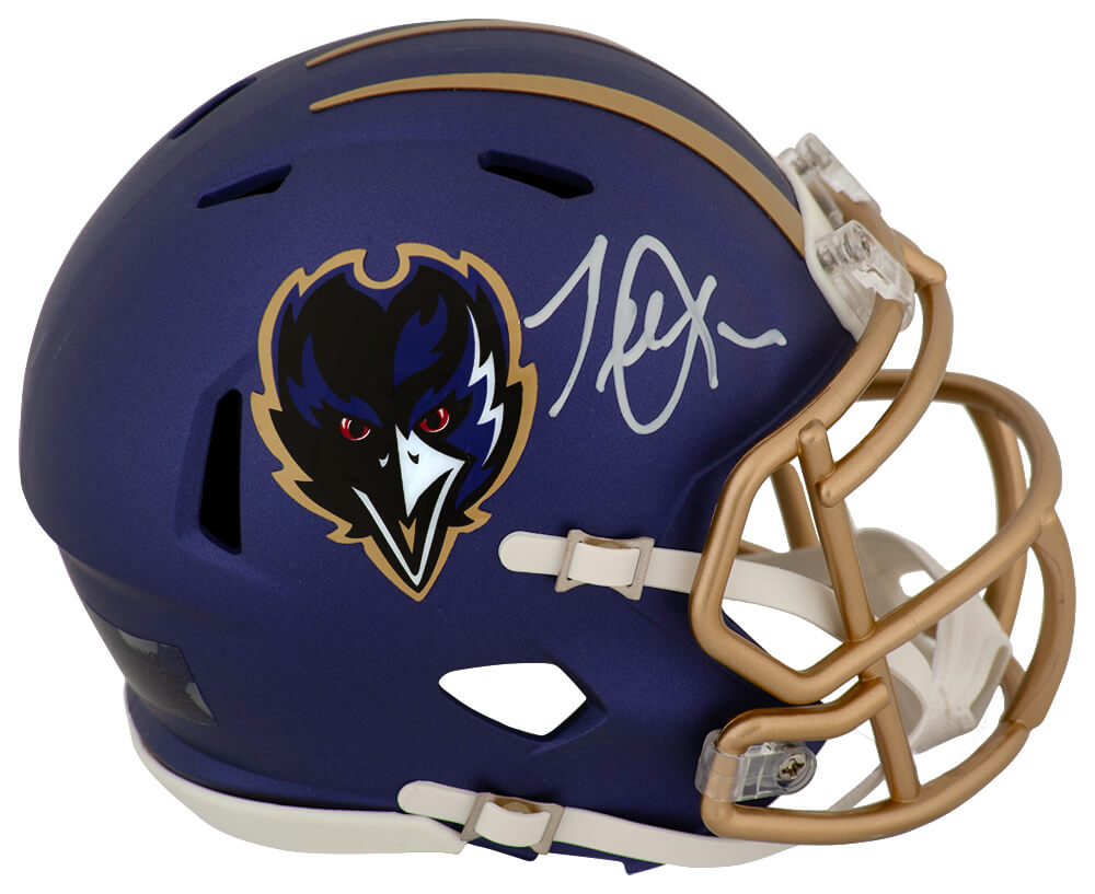 Terrell Suggs Signed Baltimore Ravens 2024 Alternate Purple Riddell Speed Mini Helmet