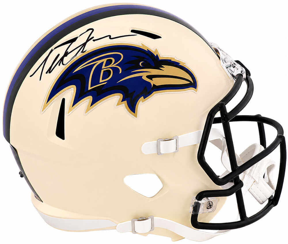 Terrell Suggs Signed Baltimore Ravens RETRO Riddell Full Size Speed Replica Helmet