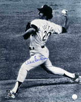 Don Sutton Signed Los Angeles Dodgers B&W Pitching Action 16x20 Photo