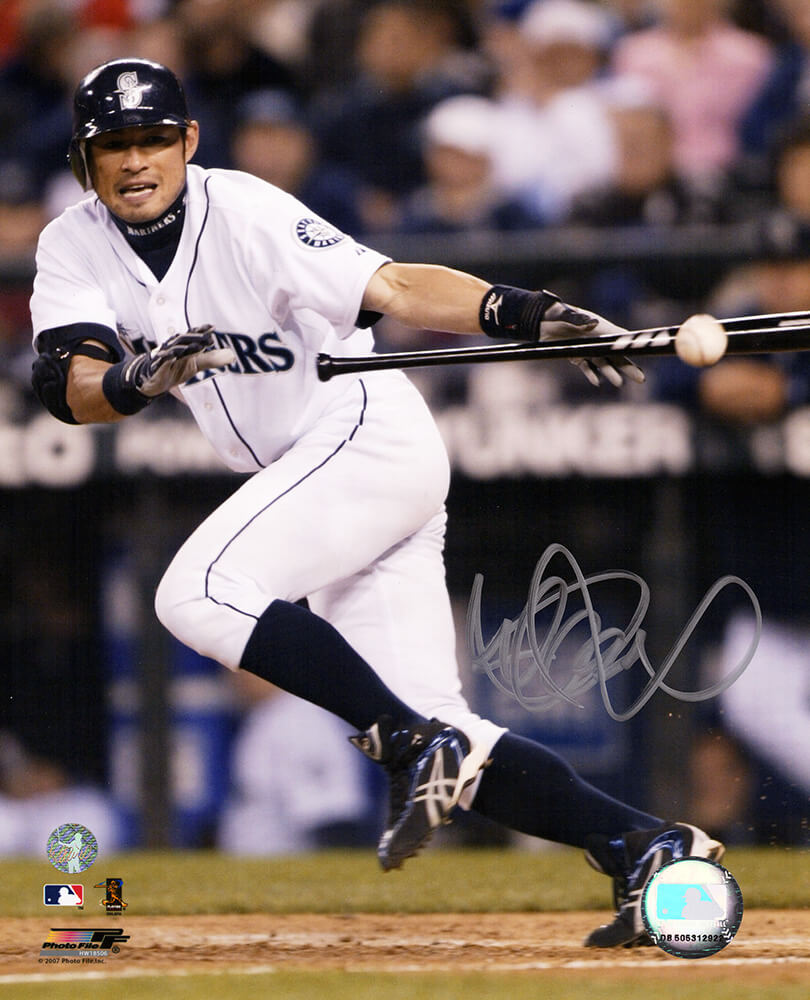 Ichiro Suzuki Signed Seattle Mariners Hitting Action 8x10 Photo - (Ichiro Hologram)