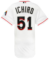 Ichiro Suzuki Signed Miami Marlins White Majestic Authentic Flex Base Baseball Jersey - (Ichiro Hologram)