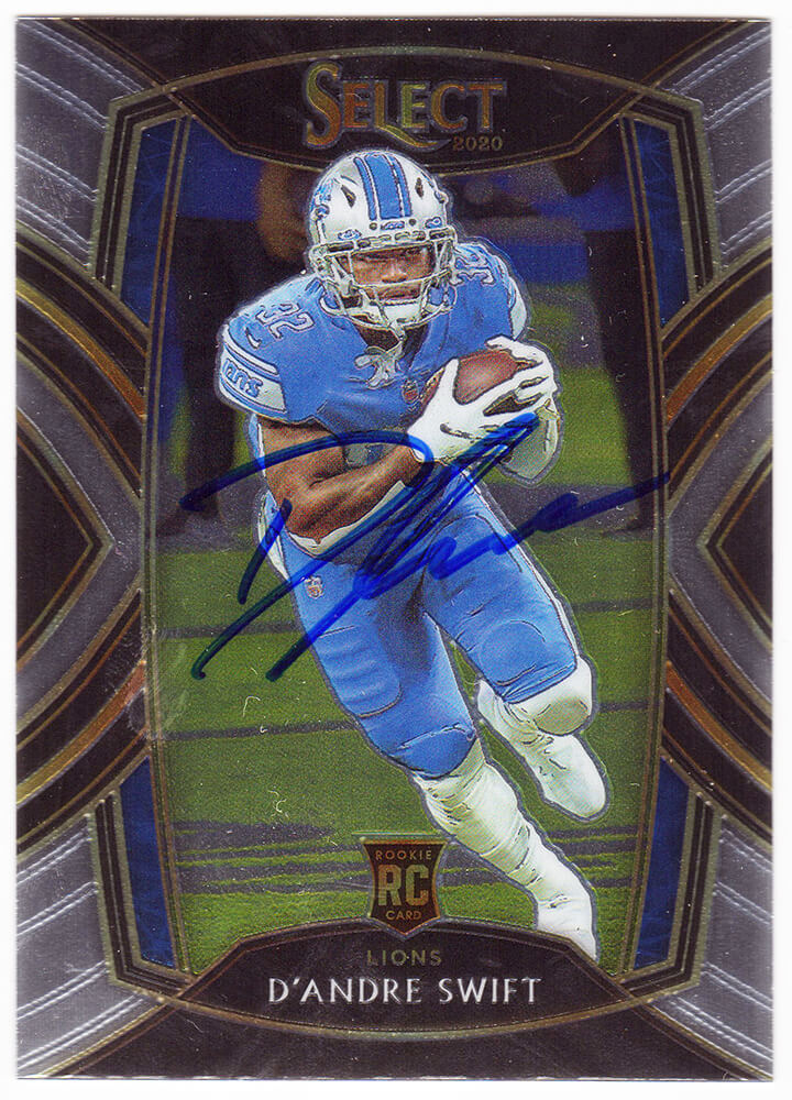 D'Andre Swift Signed Detroit Lions 2020 Panini Select Rookie Football Card #251