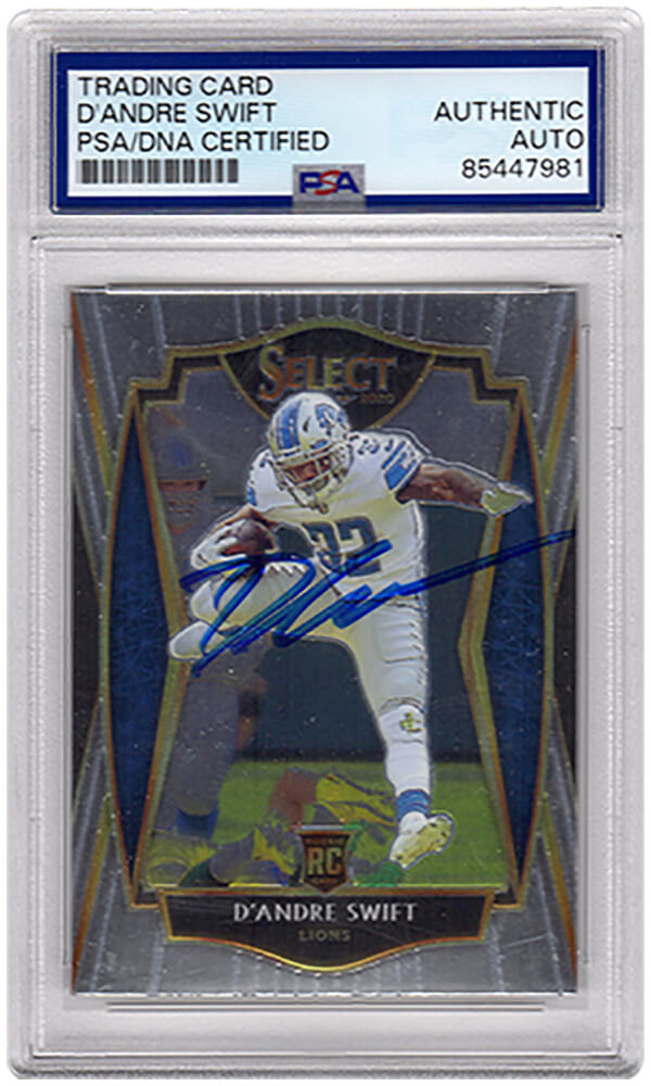 D'Andre Swift Signed Detroit Lions 2020 Panini Select Rookie Football Card #151 - (PSA Encapsulated)