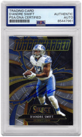 D'Andre Swift Signed Detroit Lions 2020 Select Turbo Charged Rookie Football Card #T19 - (PSA Encapsulated)