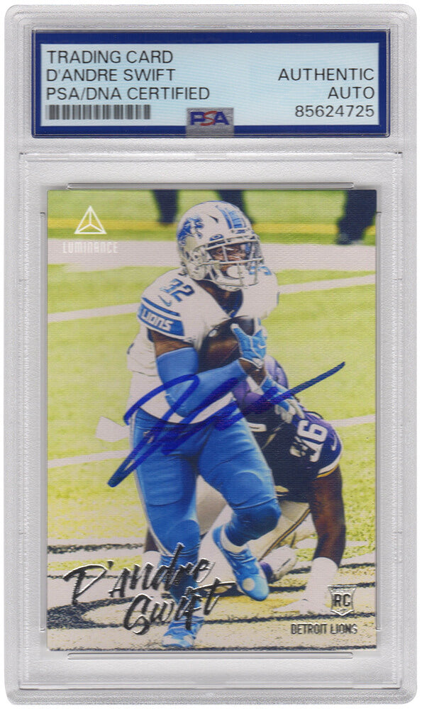 D'Andre Swift Signed Lions 2020 Panini Luminance Rookie Football Card #211 - (PSA Encapsulated)