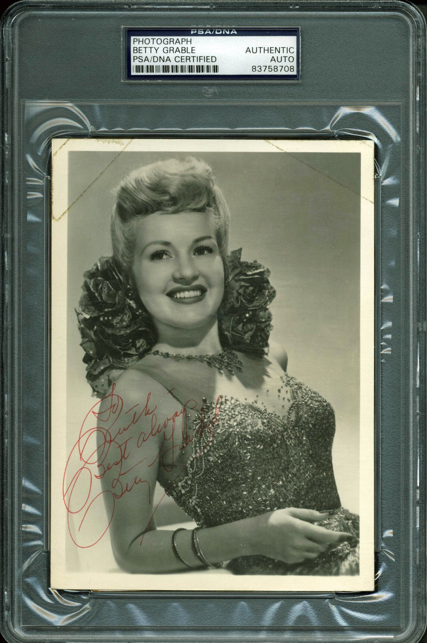 Betty Grable "To Ruth - Best Always" Authentic Signed 5x7 Photo PSA/DNA Slabbed