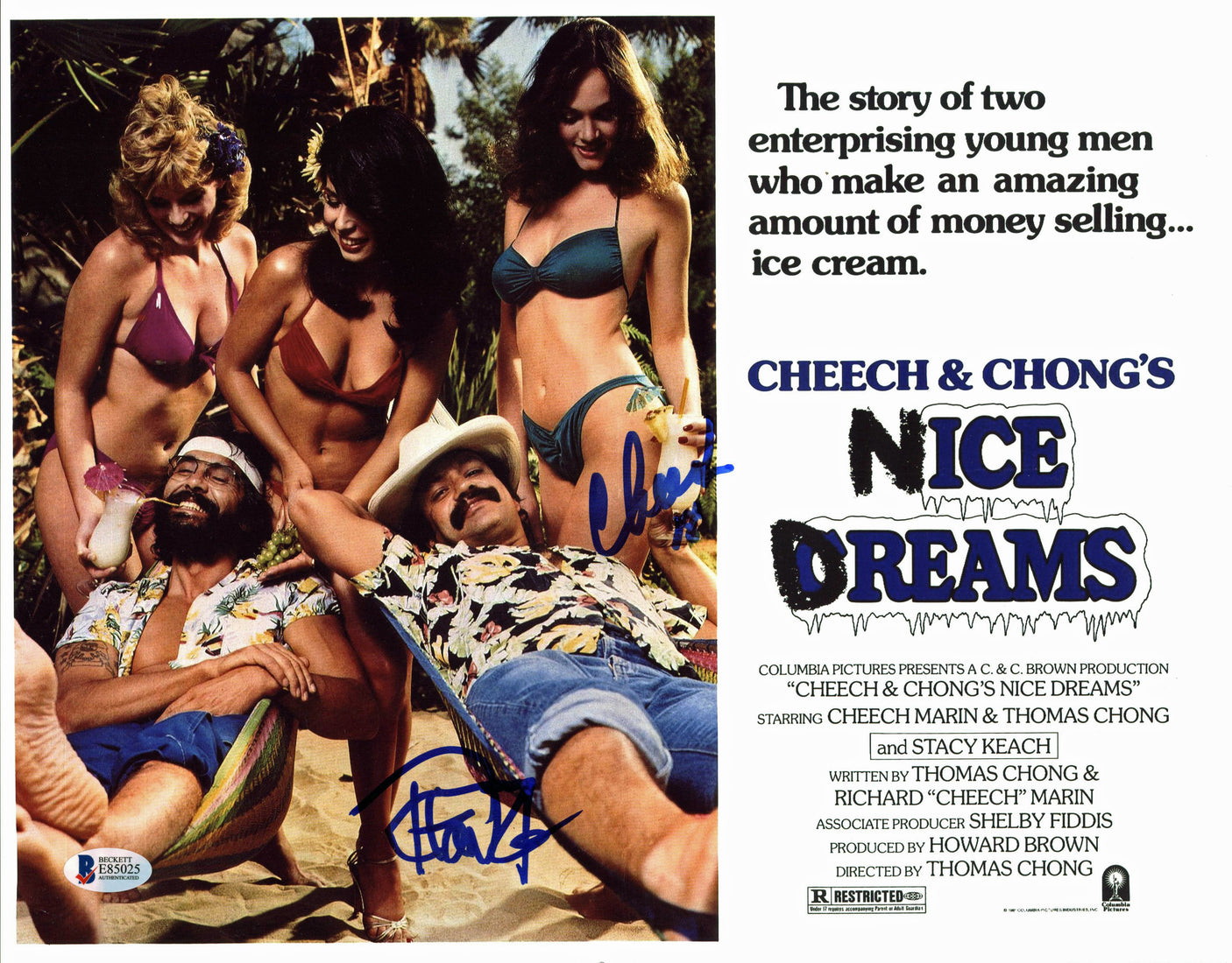 Cheech Marin & Tommy Chong Nice Dreams Authentic Signed 11x14 Photo BAS #E85025