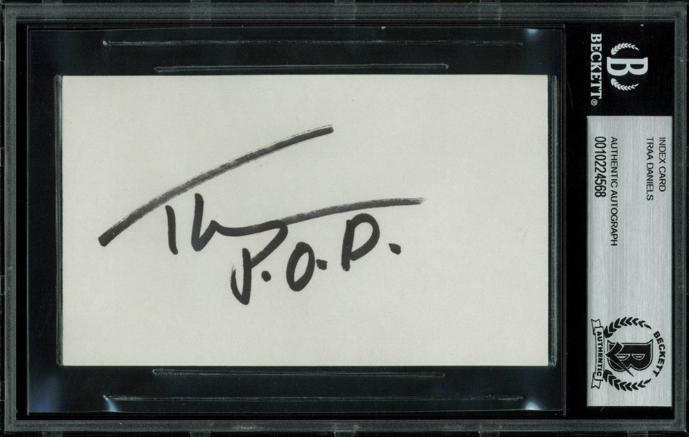 Traa Daniels P.O.D. Authentic Signed 3x5 Index Card BAS #10224568