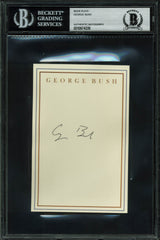 George H.W. Bush Authentic Signed 3.6x5.5 Book Plate Autographed BAS Slabbed