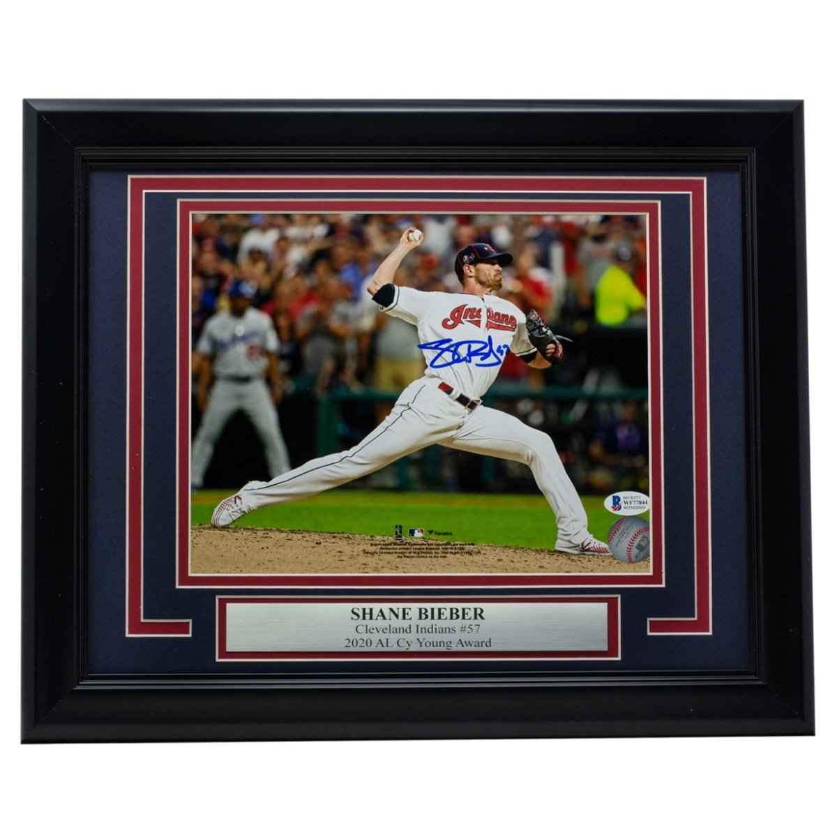 Shane Bieber Signed Framed 8x10 Cleveland Indians Pitch Photo BAS ITP