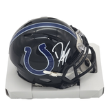 Dwight Freeney Autographed Indianapolis Colts Black 2023 Alternate Speed Mini Helmet Beckett Witnessed