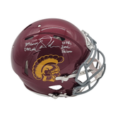 Carson Palmer Autographed/Multi-Inscribed Heisman Year Stats USC Trojans Speed Authentic Helmet Beckett Witnessed