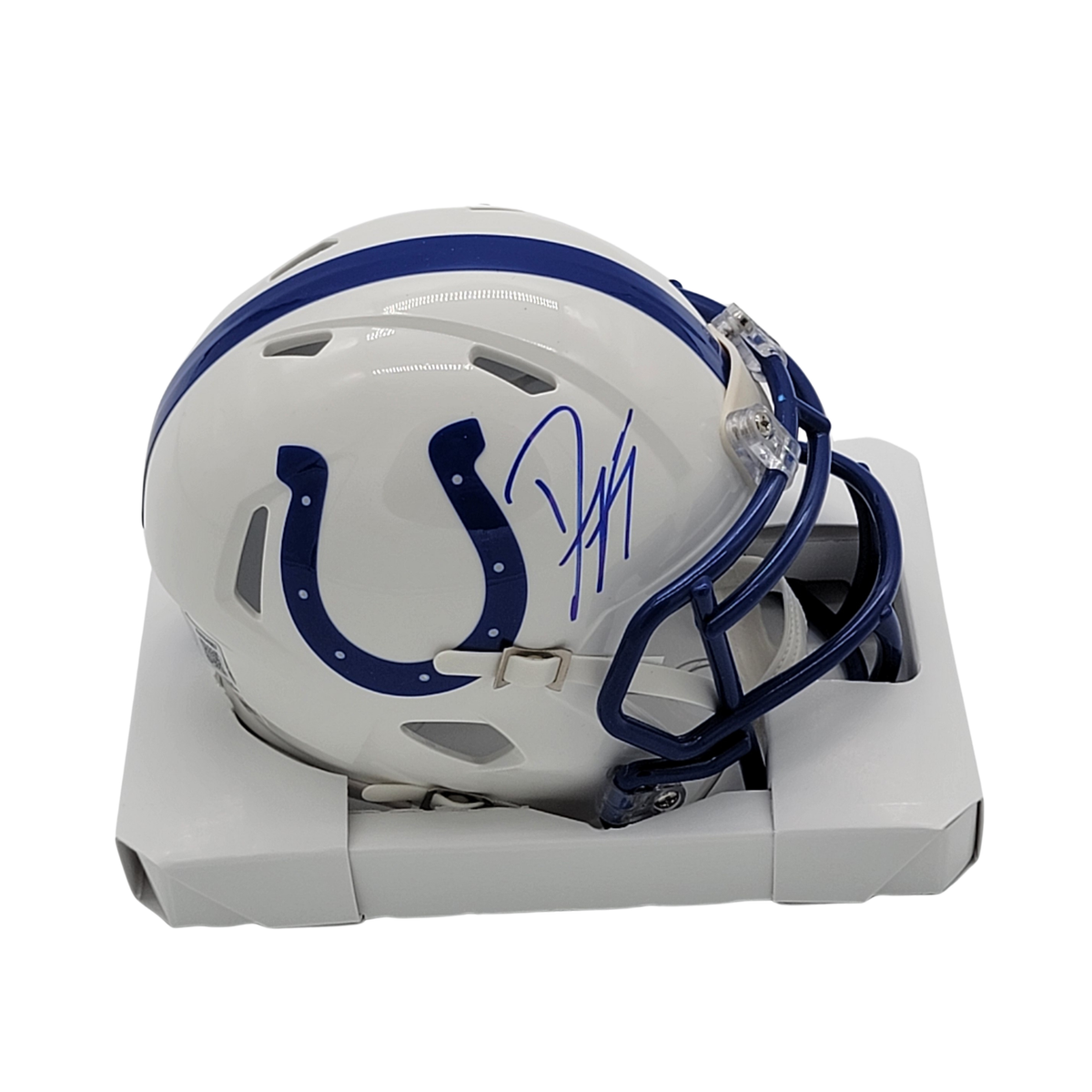 Dwight Freeney Autographed Indianapolis Colts 1995-03 Throwback Speed Mini Helmet Beckett Witnessed