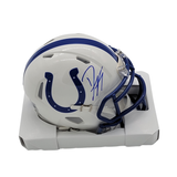 Dwight Freeney Autographed Indianapolis Colts 1995-03 Throwback Speed Mini Helmet Beckett Witnessed