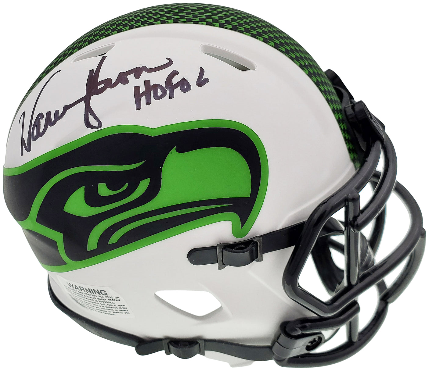 Warren Moon Autographed Seattle Seahawks Lunar Eclipse White Speed Mini Helmet "HOF 06" MCS Holo Stock #196471