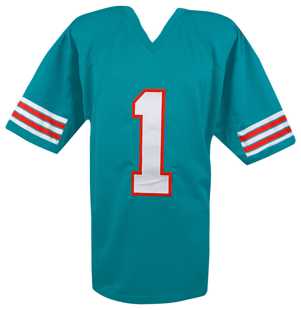 Tua Tagovailoa Signed Teal Custom Football Jersey (Beckett)