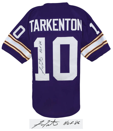 Fran Tarkenton Signed Purple Throwback Custom Football Jersey w/HOF'86