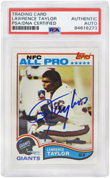 Lawrence Taylor Signed New York Giants 1982 Topps Football Rookie Card #434 (PSA Encapsulated)