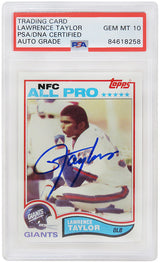 Lawrence Taylor Signed New York Giants 1982 Topps Football Rookie Card #434 (PSA Encapsulated - Auto Grade 10)