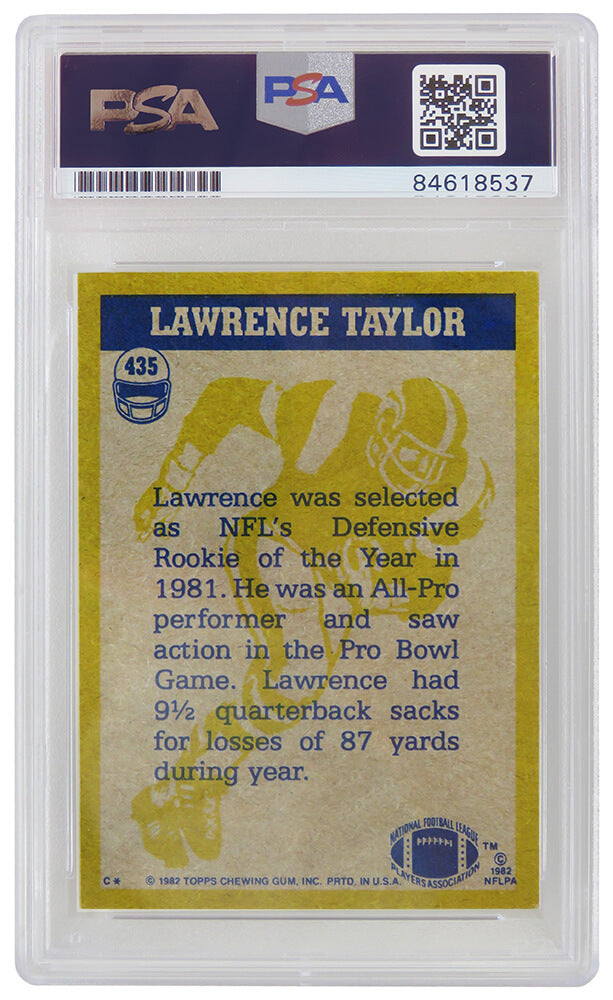 Lawrence Taylor Signed New York Giants 1982 Topps In Action Rookie Card #435 (PSA Encapsulated)