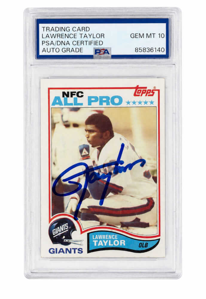 Lawrence Taylor Signed Giants 1982 Topps Football Rookie Card #434 (PSA Encapsulated - Auto Grade 10)