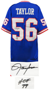 Lawrence Taylor Signed Blue T/B Custom Football Jersey w/HOF'99