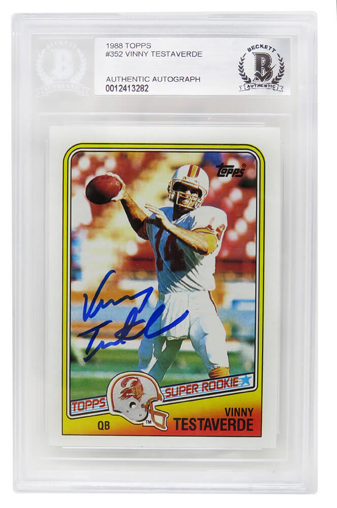 Vinny Testaverde Signed Buccaneers 1988 Topps Rookie Card #352 - (Beckett Encapsulated)