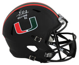 Vinny Testaverde Signed Miami Hurricanes Black Alternate Riddell Full Size Speed Replica Helmet w/Heisman'86