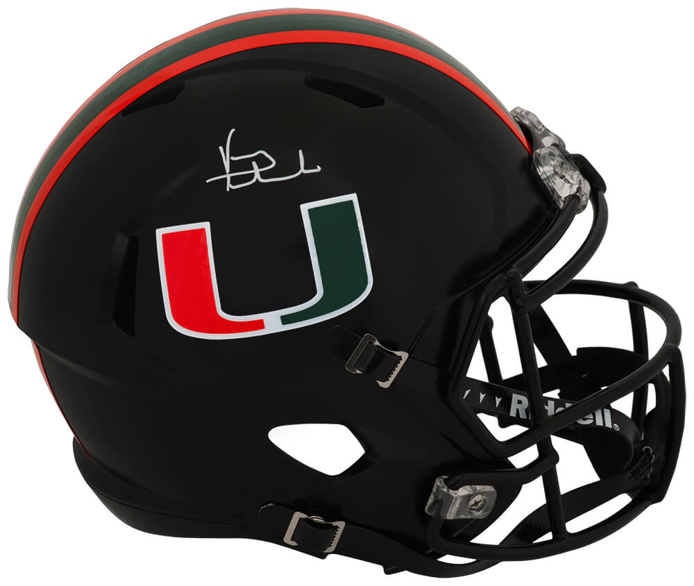 Vinny Testaverde Signed Miami Hurricanes Black Riddell Full Size Speed Replica Helmet