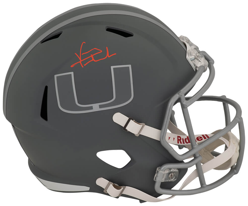 Vinny Testaverde Signed Miami Hurricanes SLATE Riddell Full Size Speed Replica Helmet