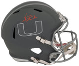 Vinny Testaverde Signed Miami Hurricanes SLATE Riddell Full Size Speed Replica Helmet