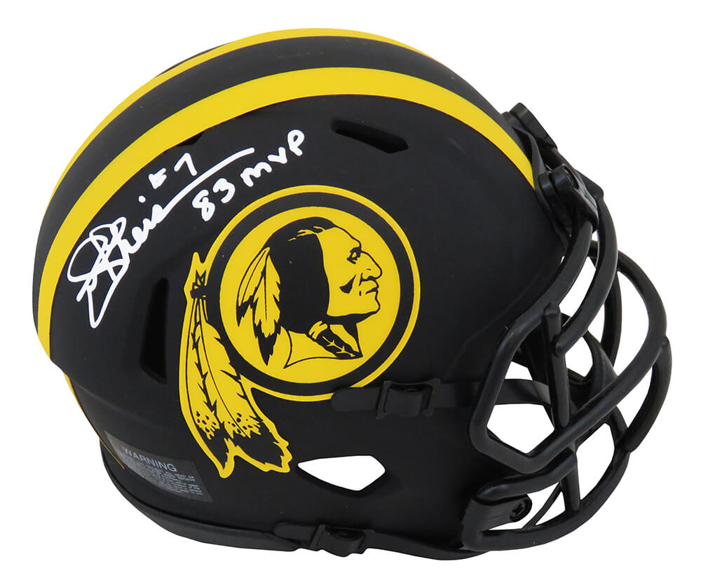Joe Theismann Signed Washington Redskins Eclipse Black Matte Riddell Speed Mini Helmet w/83 MVP