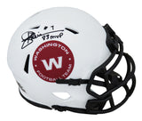 Joe Theismann Signed Washington Football Team Lunar Eclipse White Matte Riddell Speed Mini Helmet w/83 MVP