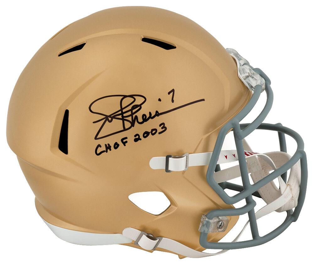 Joe Theismann Signed Notre Dame Riddell Full Size Speed Replica Helmet w/CHOF 2003
