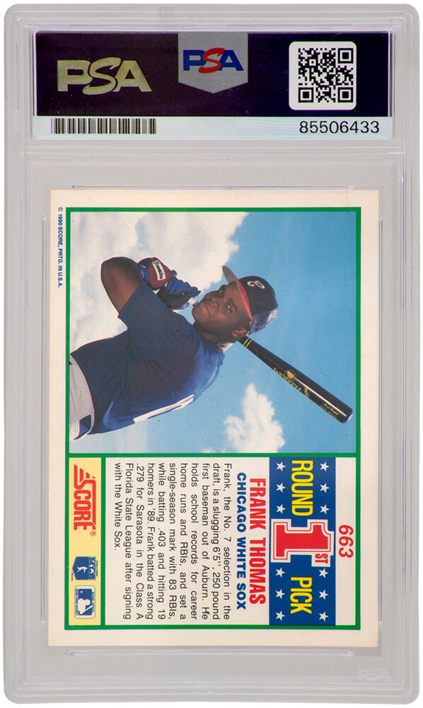 Frank Thomas Signed White Sox 1990 Score Rookie Baseball Trading Card #663 - (PSA Encapsulated)
