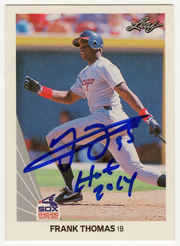 Frank Thomas Signed Chicago White Sox 1990 Leaf Rookie Baseball Card #300 w/HOF 2014