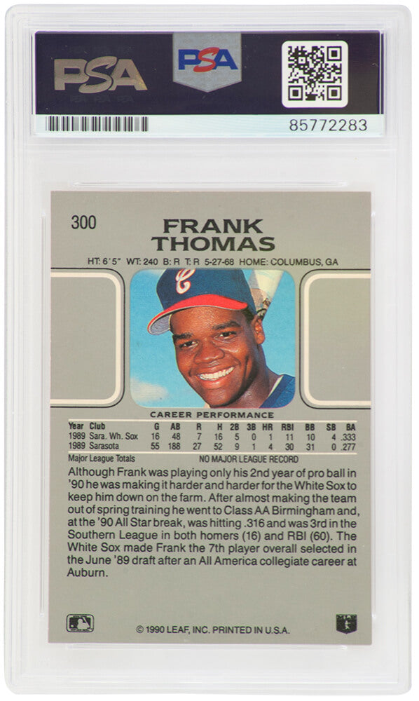 Frank Thomas Signed White Sox 1990 Leaf Rookie Baseball Trading Card #300 - (PSA Encapsulated)