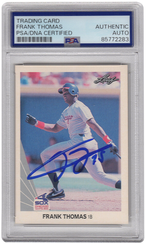 Frank Thomas Signed White Sox 1990 Leaf Rookie Baseball Trading Card #300 - (PSA Encapsulated)